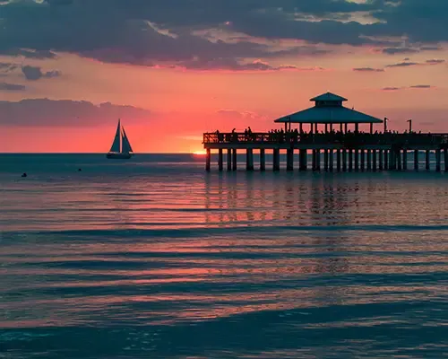 Sunset over a Fort Myers pier